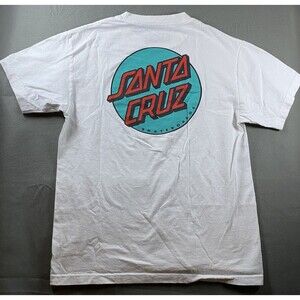 Santa Cruz Shirt Adult Size Small White Dot Logo‎ Skater California Surf Board